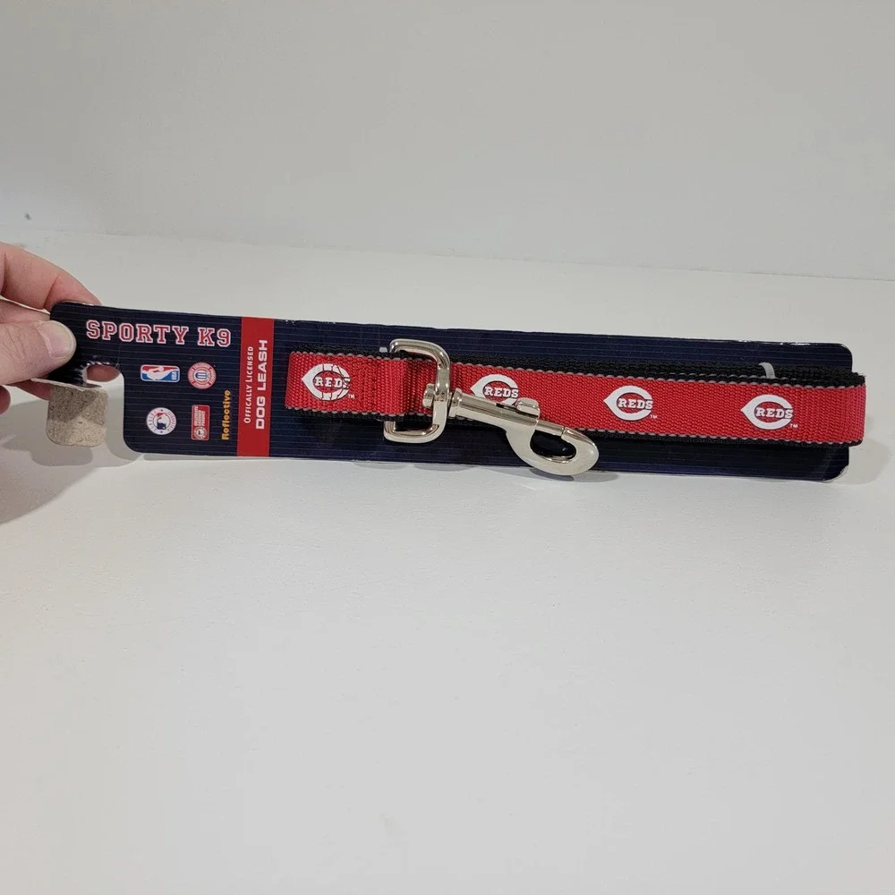 Sporty K9 Cincinnati Reds MLB Reflective Dog Leash Red Black 6 Foot NEW